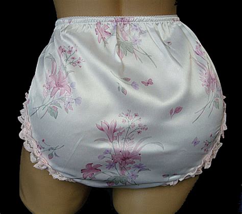 Printed Satin Handmade Sissy Ruffle Brief Style Panties W