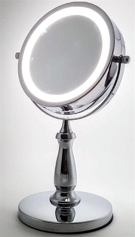 espelho de mesa camarim facial banheiro luz led aumento 5x maquiagem 15cm uny home espelho