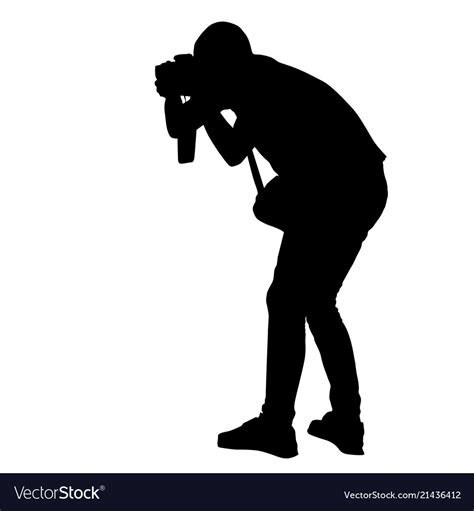 Standing Photographer Silhouette Royalty Free Vector Image
