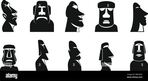 Easter Island Icons Set Simple Set Of Easter Island Vector Icons For