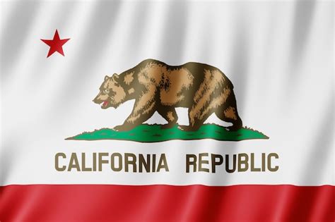 bandera de california estado de los eeuu ilustración 3d de la bandera de california ondeando
