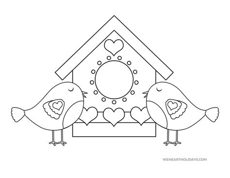 Love Birds Coloring Page for Valentine's Day - WeHeartHolidays