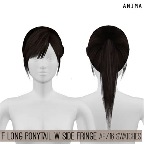 Ts4 F Long Ponytail Hair W Side Fringe P Anima Ponytail