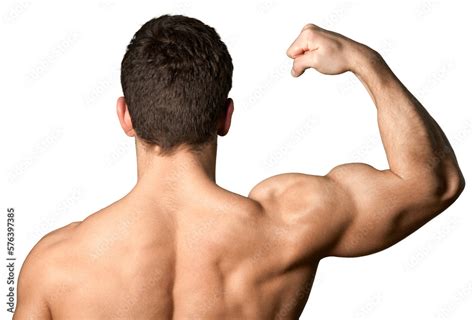 Shirtless Male Flexing His Bicep Muscle Stock Photo Adobe Stock