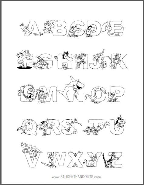 Supercoloring.com is a super fun for all ages: Animal Alphabet Coloring Page for Kids | Student Handouts