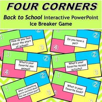 You need to be a group member to play the tournament. Four Corners Back To School Ice Breaker Activity by ...