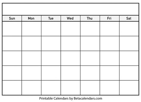 Printable Calendar Template Free Printable Blank Calendars Print