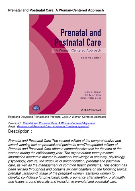 Pdfreadonline Prenatal And Postnatal Care A Woman Centered Approach
