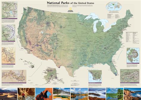 National Geographic United States National Parks Wall Map National