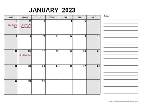 January 2023 Calendar Calendarlabs