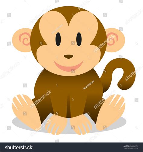 Vector Cute Cartoon Baby Monkey Icon Stock Vector