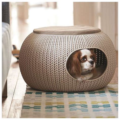 Keter Knit Resin Luxury Lounge Dome Pet Bed Sandy Beige 232709