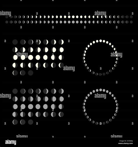 Moon Phase Vector Scheme Circle Cycle Calendar Lunar Calendar Line