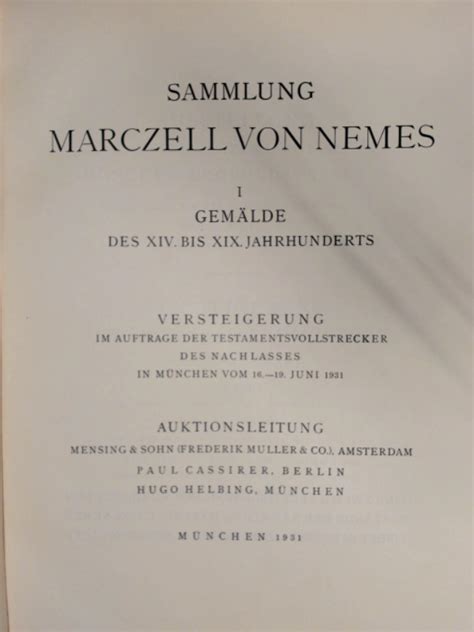 Sammlung Marczell Von Nemes Gem Lde Des Xiv Bis Xix Jahrhunderts