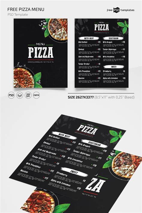 Free Pizza Menu Template For Photoshop Free Psd Templates In 2022