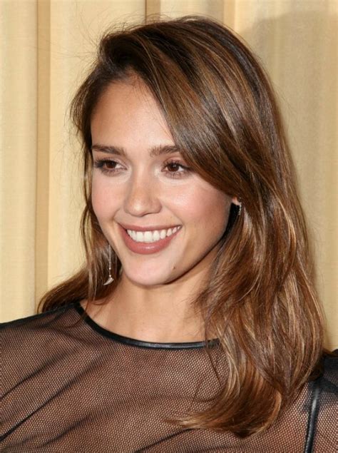 Jessica Alba Comfortable Casual Long Hairstyle With Forward Swooped Bangs