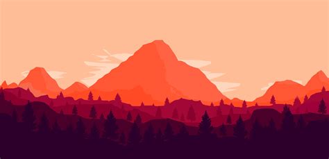 Sketch of a mountains with fir forest, sunrise sunset in the mountains, engraving style, hand drawn vector illustration. Wallpaper : illustration, mountains, sunset, artwork, sunrise, skyline, horizon, dusk, mountain ...