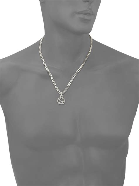Gucci Interlocking Gg Sterling Silver Necklace In Metallic For Men Lyst