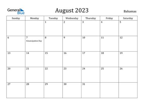 2023 Bahamas Calendar With Holidays Kalender Bahamas 2023 Mit