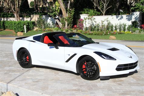 Wimbledon white paint with red interior and black soft top. Arctic White C7 Corvette Stingray with red interior - So ...