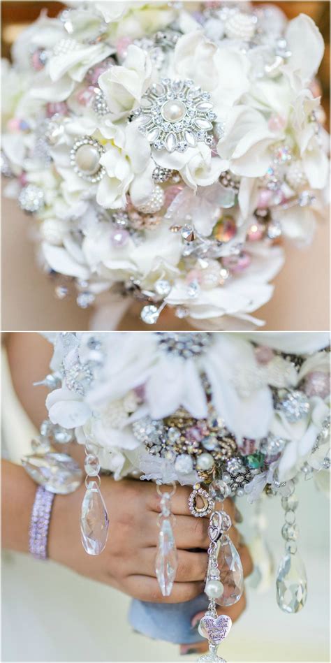 Jewelry Bridal Bouquet Diamond Brooches Pearls Hanging Crystals