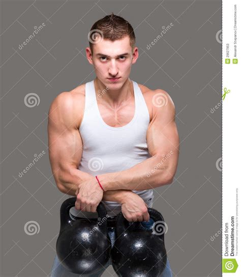 Man Exercising Weight Training Workout Fitness Stock Image Image Of