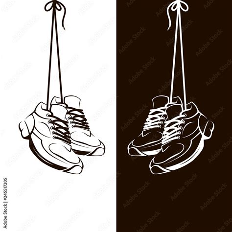 Illustration With Hanging On Shoelaces Shoes Vector De Stock Adobe Stock