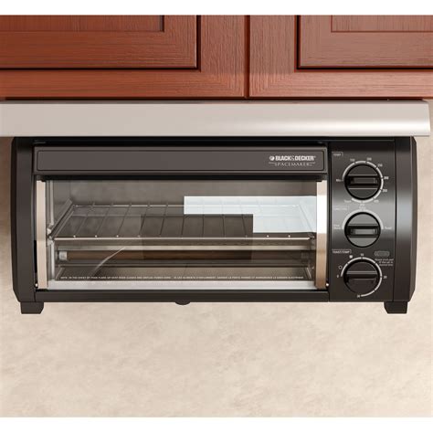 This puts the under counter mount toaster oven at eye level as well, making it easier to watch your toast or pizza. BLACK+DECKER TROS1500B Spacemaker™ Under the Cabinet 4 ...