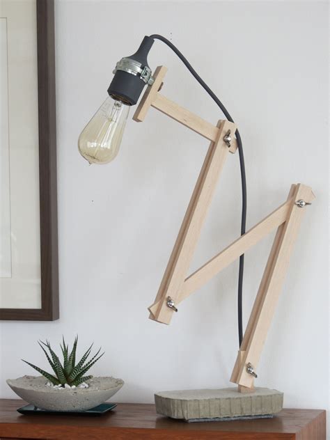 My Last Diy Project Concrete And Wooden Desk Lamp By M Laaser