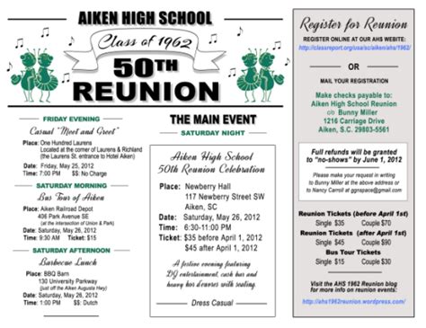 50th Reunion Announcement High School Class Reunion High School