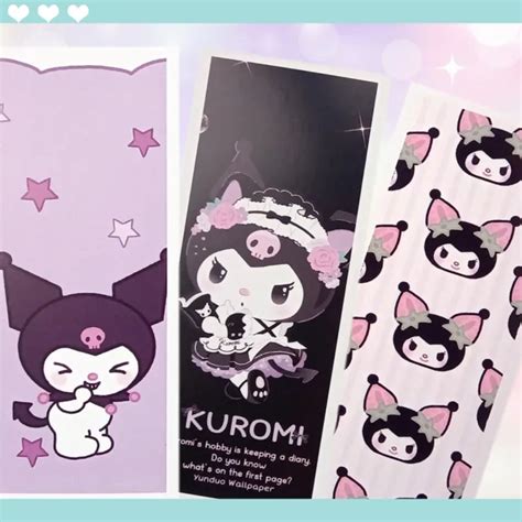 Set Of 3 Sanrio Kuromi Bookmarks Cute Kawaii Card For Book Diary
