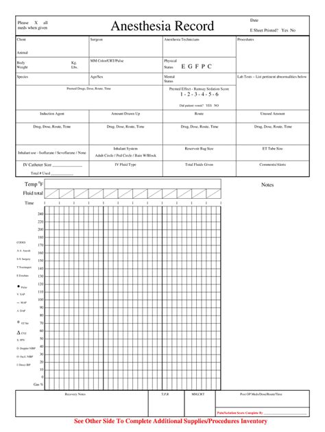 Anesthesia Record Template Form Fill Out And Sign Pri