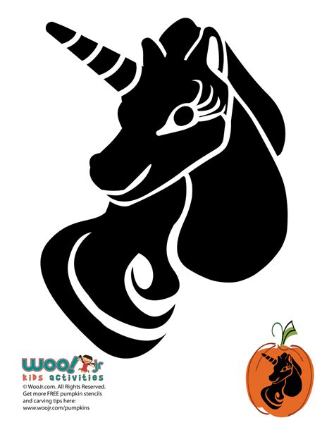 Printable Unicorn Pumpkin Stencil