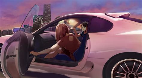 Anime Girls Sitting In Car 4k Wallpaperhd Anime Wallpapers4k