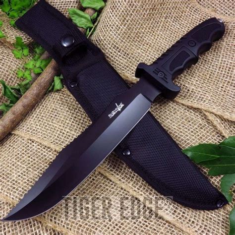 The blade shape's point is very sharp for piercing and stabbing. 13" Stealth Black Lightweight Tactical Combat Knife w/ Sheath