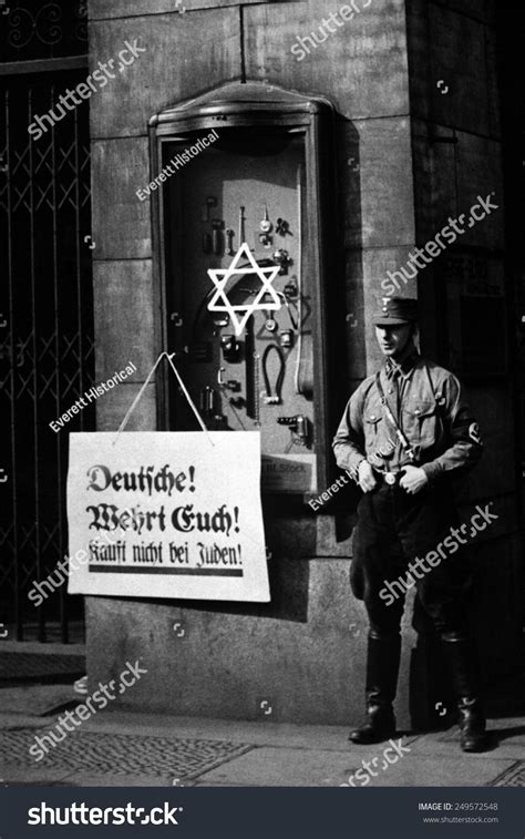 Usage explanations of natural written and spoken english. Anti-Semitic Boycott Berlin, Germany, April 1, 1933. A ...