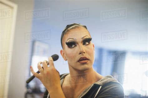 Young Man Applying Drag Makeup Stock Photo Dissolve