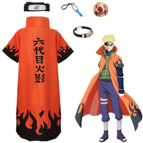 Japan Anime Naruto Hokage 6th Cosplay Costume Cloak Cape Short Sleeve