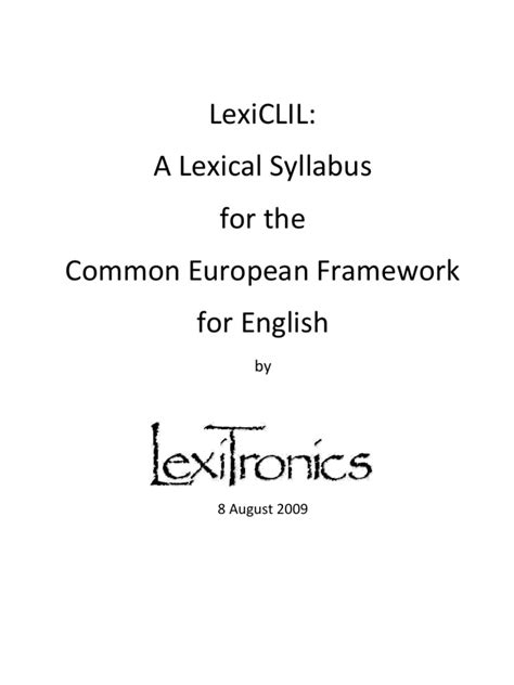 Common English Lexical Framework Pdf Lexicon Vocabulary