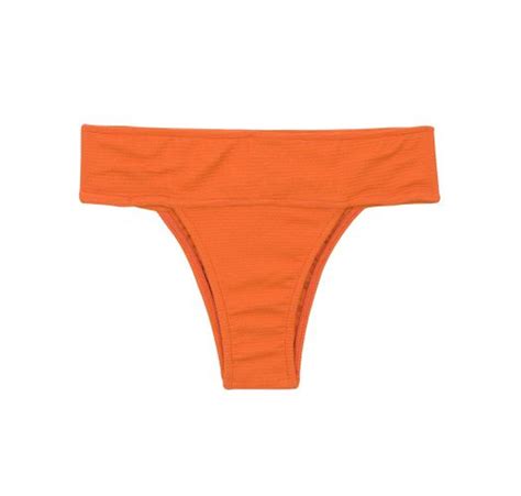 Textured Orange Wide Waist Fixed Bikini Bottom Bottom St Tropez