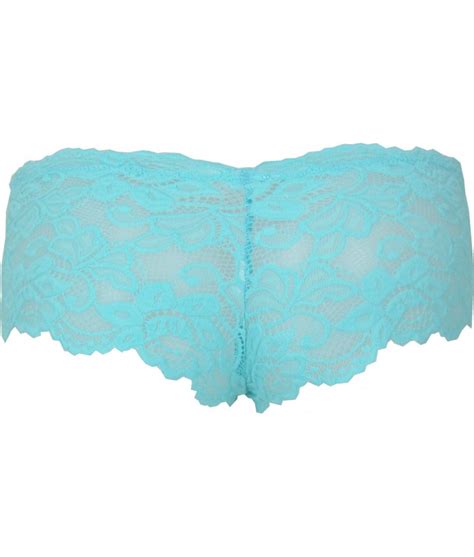 Sheer Blue Floral Stretch Lace Shorties Discreet Tiger