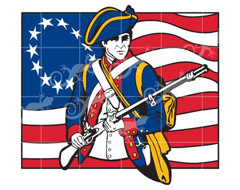American Flag Svg With Revolutionary Soldier