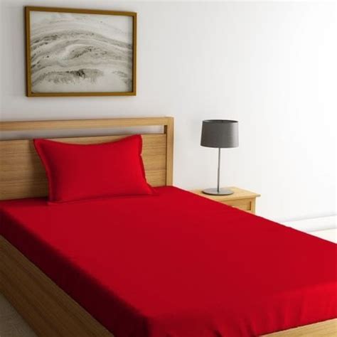 Red Plain Bed Sheet Flat Sheet प्लेन बेड शीट सादी चादर Krishna Home Textiles Vapi Id