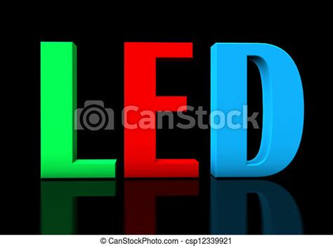 Rgb Led Colorful Text Led On The Black Background Canstock