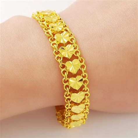 Gnimegil 11mm 18cm Fashion Beautiful Female Jewelry 24k Gold Bracelet