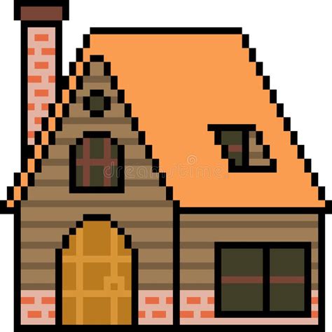 Vector Pixel Art Wood House Stock Vector Illustration Of House Pixel