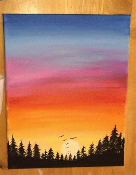 How To Paint A Sunset In Acrylics Hot Air Balloon Silhouette Easy