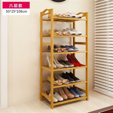 6 Tier Solid Wood Shoe Cabinet Nan Bamboo Shoe Racks Simple Shelves
