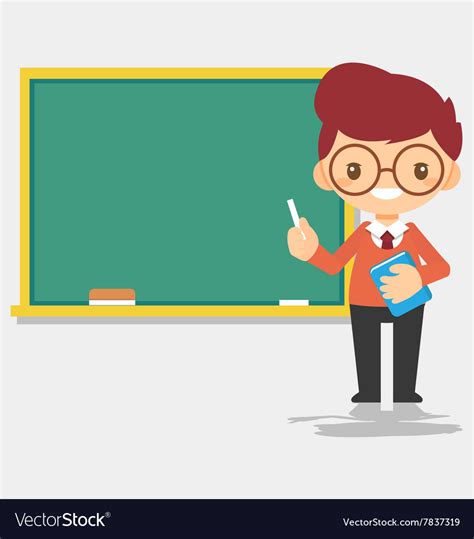 Male Teacher At Blackboard Royalty Free Vector Image