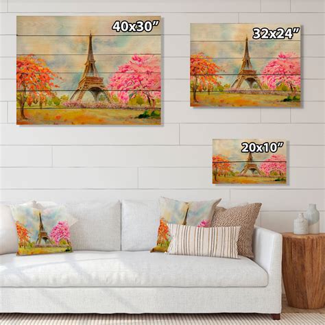 Designart Paris Eiffel Tower In Beaufitul Summer French Country Wood